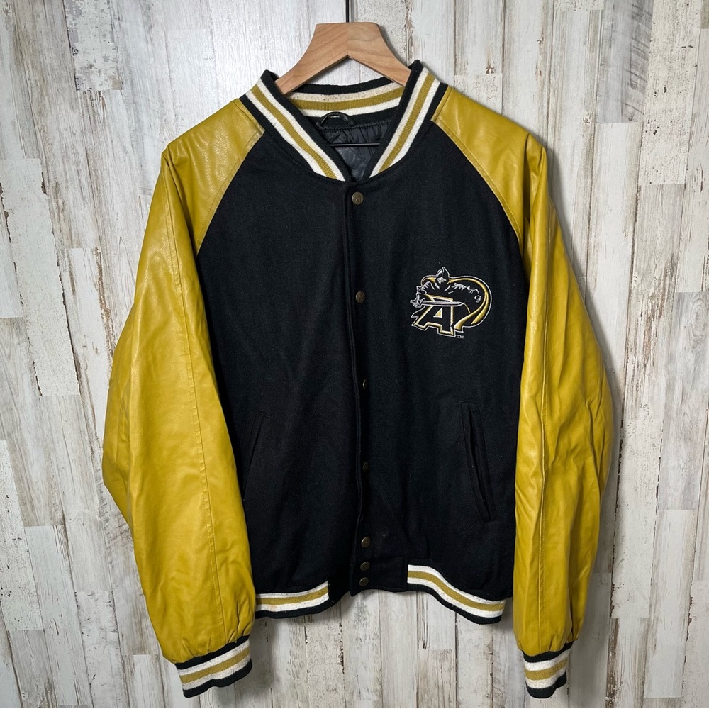 Vintage‎ 90s Steve & Barry's Army Faux Leather Bomber Varsity Jacket Mens Medium